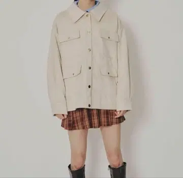 레이디 아젤 빈티지 스웨이드 포켓 자켓 에크루