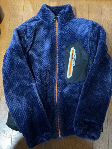 네이비 플리스 자켓 오렌지 지퍼