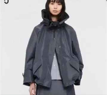 유니클로 +J 실크 블렌드 오버 사이즈 후드티 다크 그레이 M