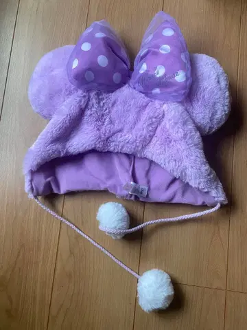 팬캡 미니 귀 달린 보라색 플리스 모자 58cm