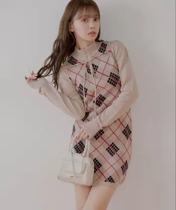 새상품 [Chico] 볼레로 세트 체크 아메스리 미니 원피스