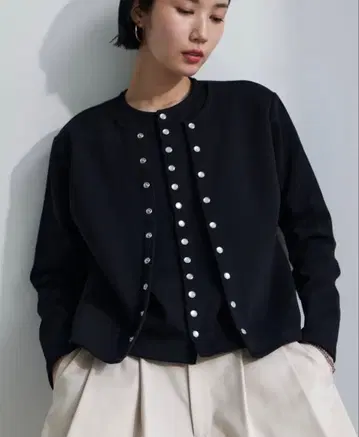 더블 스냅 티셔츠 가디건 black