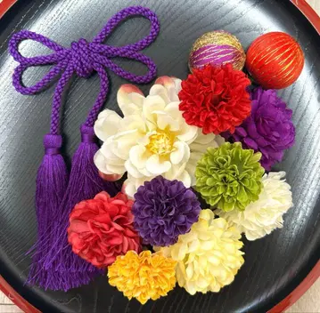 성인식 일본 의류 후리소데 시치고산 머리 장식 세트