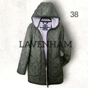 LAVENHAM 새상품급 퀼팅 코트 보아 안감 후드 38 카키