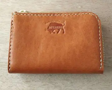 L자 지퍼 코인 케이스 핸드메이드 브라운