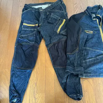 작업옷 다크 블루 집업 자켓과 팬츠 세트