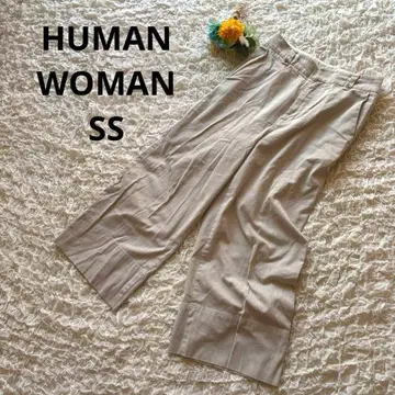 휴먼 우먼 스트라이프 패턴 와이드 팬츠 코튼 베이지 SS 고급