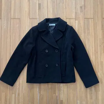 LOWRYS FARM 더블 브레스트 피 코트 블랙