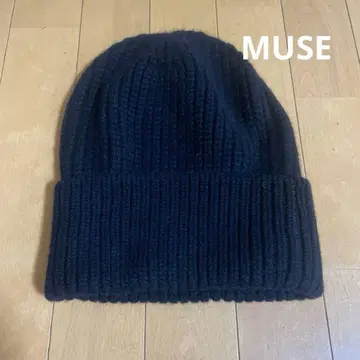 MUSE 블랙 니트 모자 울 100%