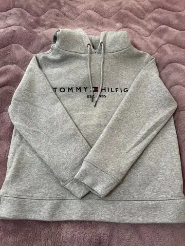 TOMMY HILFIGER 그레이 후드 부착 후드티 S
