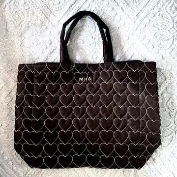 MIIA 브라운 하트 무늬 토트백