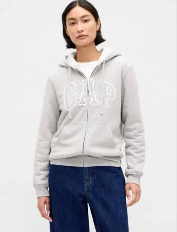 GAP 릴랙스 핏 로고 보아 안감 집업 후드티 M