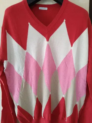 영국 BALLANTYNE사 아가일 무늬 V넥 스웨터 영국제 미사용 새상품