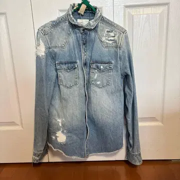 ZARA 자라 데미지 데님 셔츠 사이즈 S 구제 의류 38