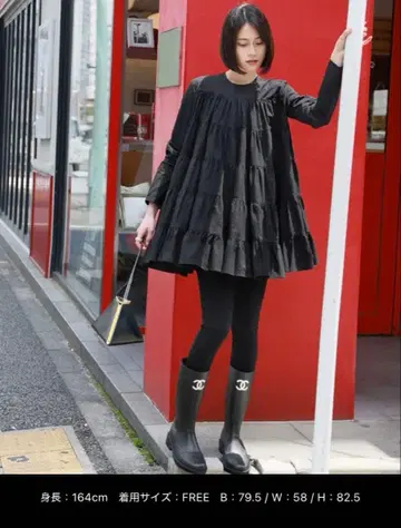 ELFRANK 티어드 튜닉 블라우스 플레어 엘프랭크