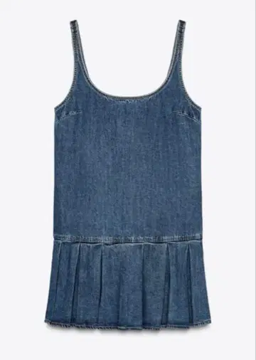 [ ZARA ] 데님 플레어헴 슬리브리스 원피스