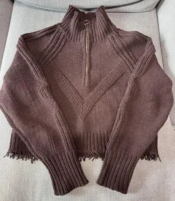 CREDONA 크레도나 하프 지퍼 니트 브라운