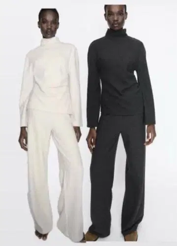 Zara 잡지 게재 택 포함 터틀넥 팬츠 셋업 와이드
