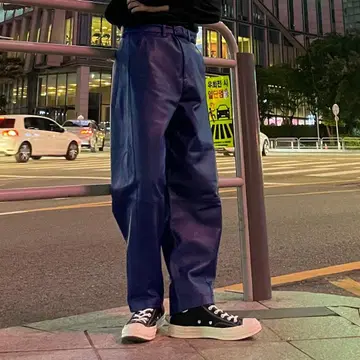 ZARA 네이비 가죽 슬랙스 EU38