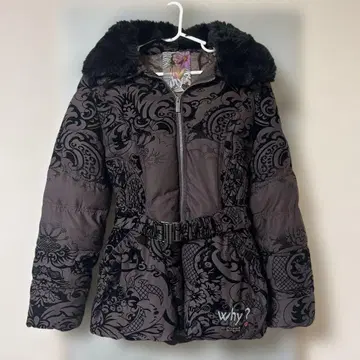 Desigual 플로키 꽃무늬 레어택 다운 코트 M 브라운