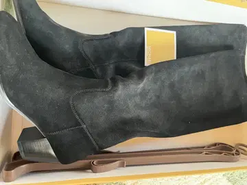 블랙 스웨이드 롱 부츠 약 7cm 힐