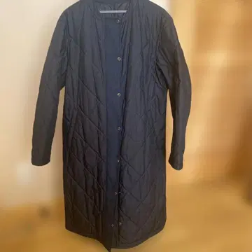 네이비 퀼팅 롱 코트