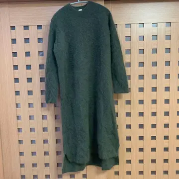 그린 니트 원피스 긴팔 론 헤르만 모헤어 니트