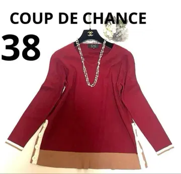 [ 새상품급 ] 쿠 드 샹스 니트 빨간색 레드 사이즈 38 스트레치