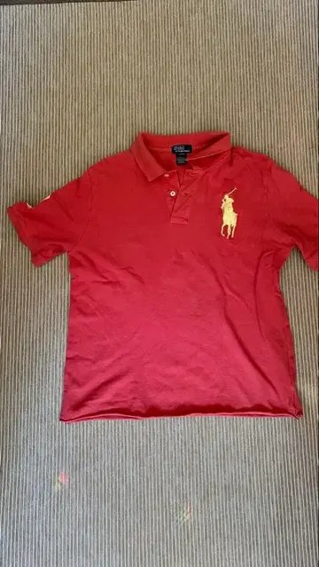 랄프 로렌 빨간색 피케 셔츠 자수 숫자 3