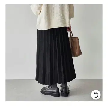 북유럽, 와자아리 니트 직물의 니트 플리츠 스커트 블랙 L