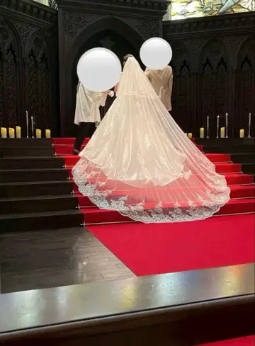 화이트 레이스 엣지 롱 베일