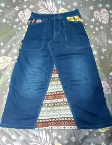 패치워크 데님 롱 스커트 롱 맥시 길이