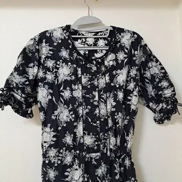 꽃무늬 반팔 롱 셔츠 원피스