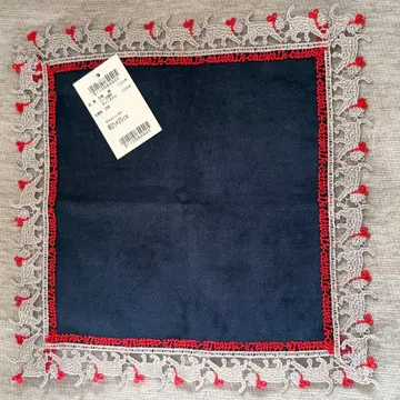 새상품 긴자와 레이스 여성화보 타월 손수건 별주 캣워크 네이비