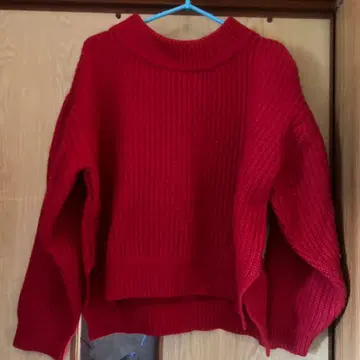 unknown de base 빨간색 리브 긴팔 스웨터