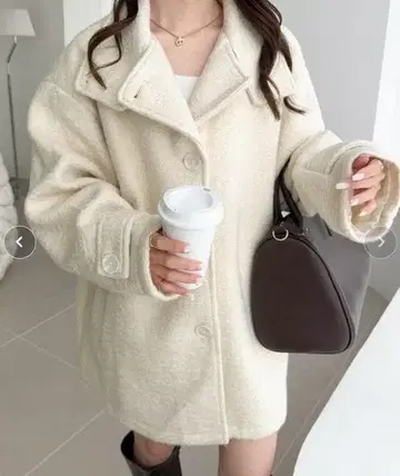 울 라이크 스탠드 2WAY 컬러링 니트 미들 기장 오버 사이즈 코트