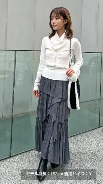 SNIDEL 스트레이트 플리츠 티어드 스커트