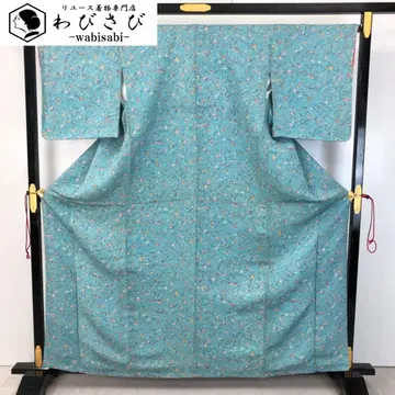 코몬 꽃풀 무늬 크레이프 원단 꽃 옅은 파란색 교육용 실 K-4910