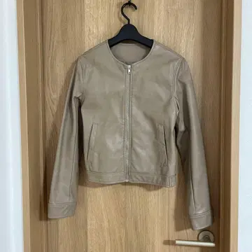 그레이지 인조 가죽 블루종 노카라 자켓