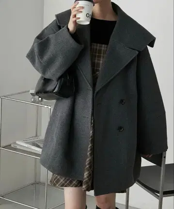 그레이 forksy. 멜톤 오버 사이즈 세일러 p 코트 여성용