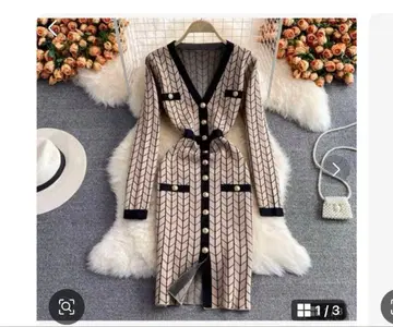 니트 긴팔 원피스