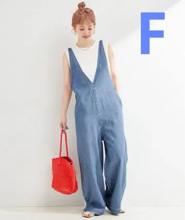 베이세스톡 데님 살로펫 오버올 V넥