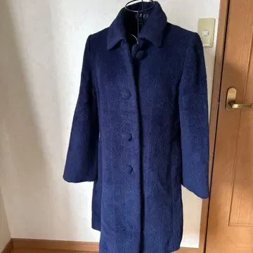 알파카 네이비 롱 코트 버튼 포함
