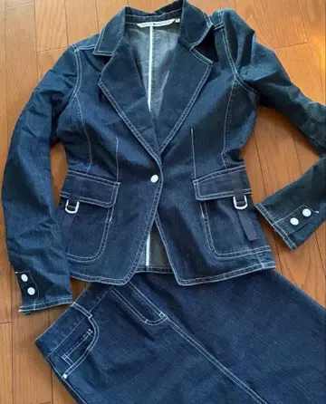 TOMMY HILFIGER 데님 테일러 자켓 스커트 세트 사이즈 4