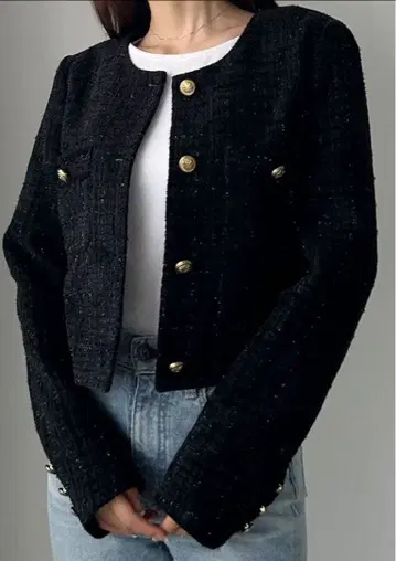 Louere 팬시 라메 트위드 숏 자켓