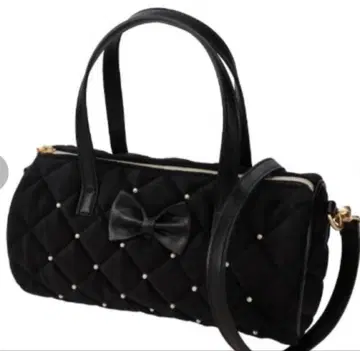 시마무라 아오키 미사코 펄 숄더 핸드백 블랙