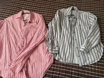 긴팔 셔츠 2세트 (핑크 스트라이프)