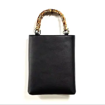 소가죽 슈링크 대나무 토트백 (대) 블랙 신여 축제 대나무 손가방