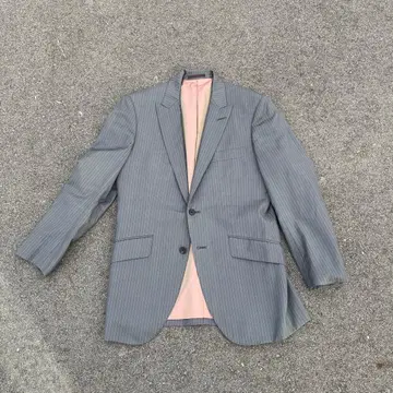 그레이 스트라이프 테일러드 자켓 구제 의류