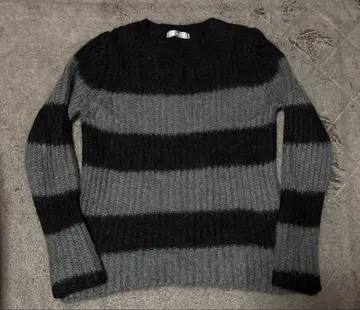 보더 니트 울 모헤어